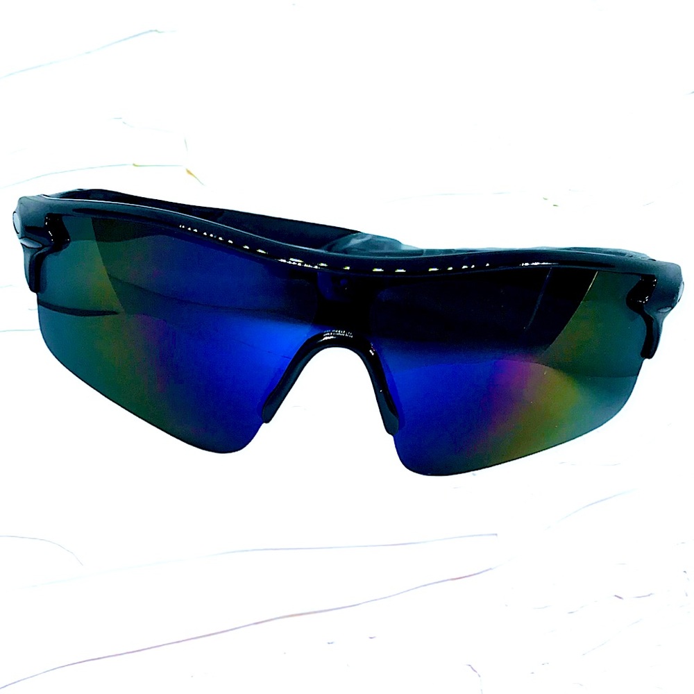 Black & Blue Mirrored Sport Sunglasses UV400